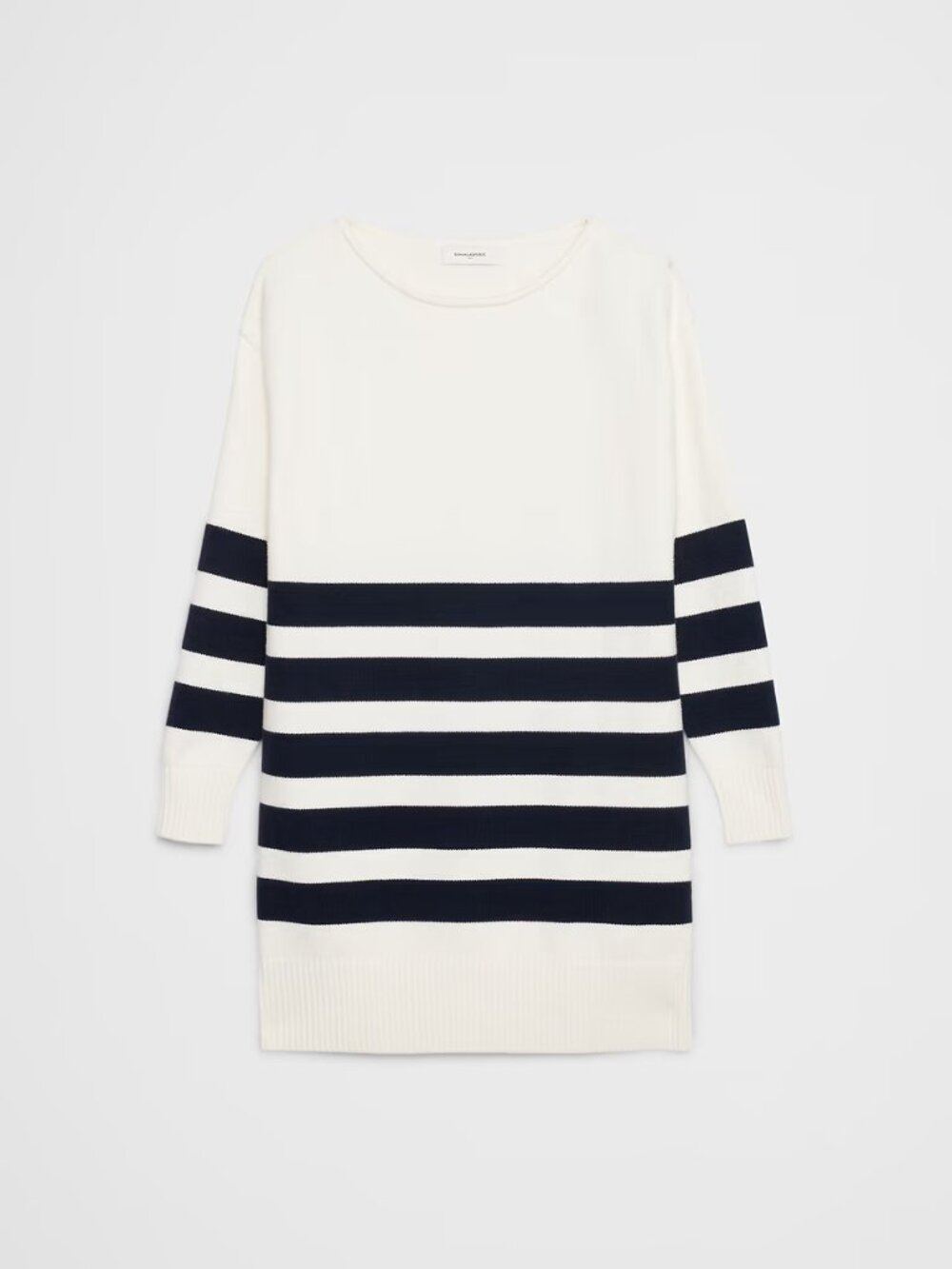 Banana Republic Boatneck Mini Sweater Dress Blue Stripe XL Relaxed NWT - Picture 4 of 6
